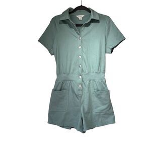 Rae Mode Women's Short Sleeve Romper Sage Green Size S Casual